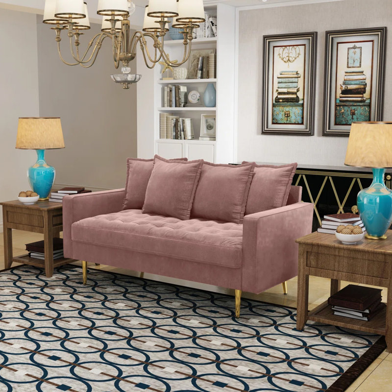 Madalinn 58'' Velvet Loveseat, Rose Velvet