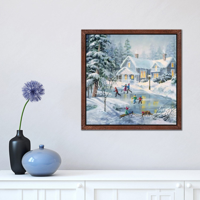 A Fine Winter's Eve by Nicky Boehme - Floater Frame Painting on Canvas, 93.98 cm H x 93.98 cm W, Brown