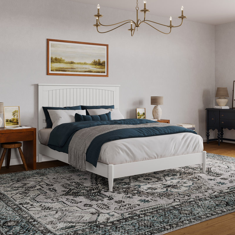  Lit plateforme Amandalee, Blanc, Grand