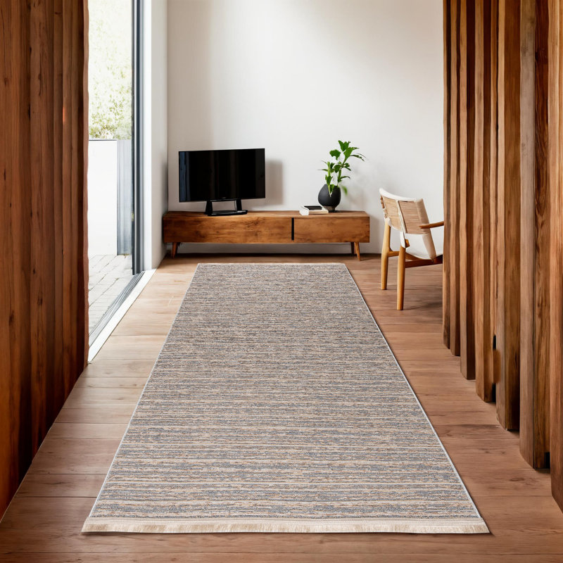 Stylish Hall Carpet, Beige, 39.4 x 78.7 inches | 64% Cotton, 21% Polyester, 15% Chenille | Machine Woven, 1.5 lbs per sq ft, 0.24 in Pile Height | Antibacterial, Washable, Easy to Clean - Perfect for Home Décor