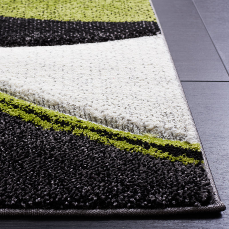 Dubach Abstract Machine Made Power Loom Polypropylene Indoor Area Rug in Gray/Green/White, Rectangle 5'3" x 7'6"