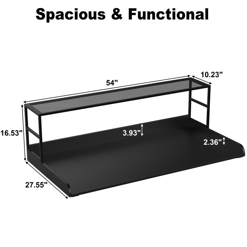 Black Expandable Washer Dryer Countertop with Metal Shelf
