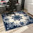 Vintage Style Area Rug, Blue White Damask Pattern, Machine Washable Non Slip, Indoor Decor for Living Room Bedroom Entryway Front Door Kitchen Balcony Apartment Cozy Home-129037002