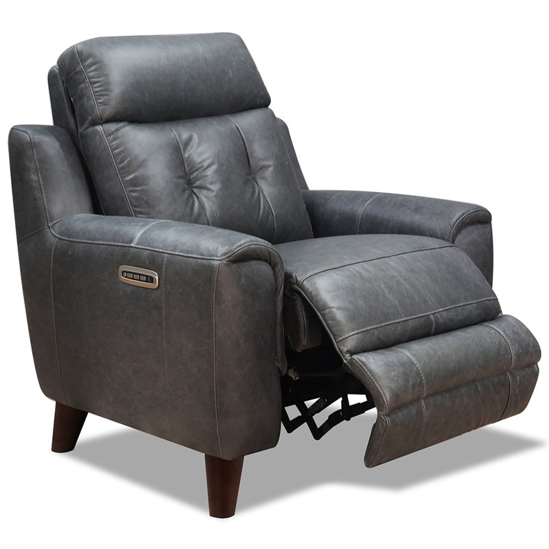 Roemy Leather Recliner, Grey