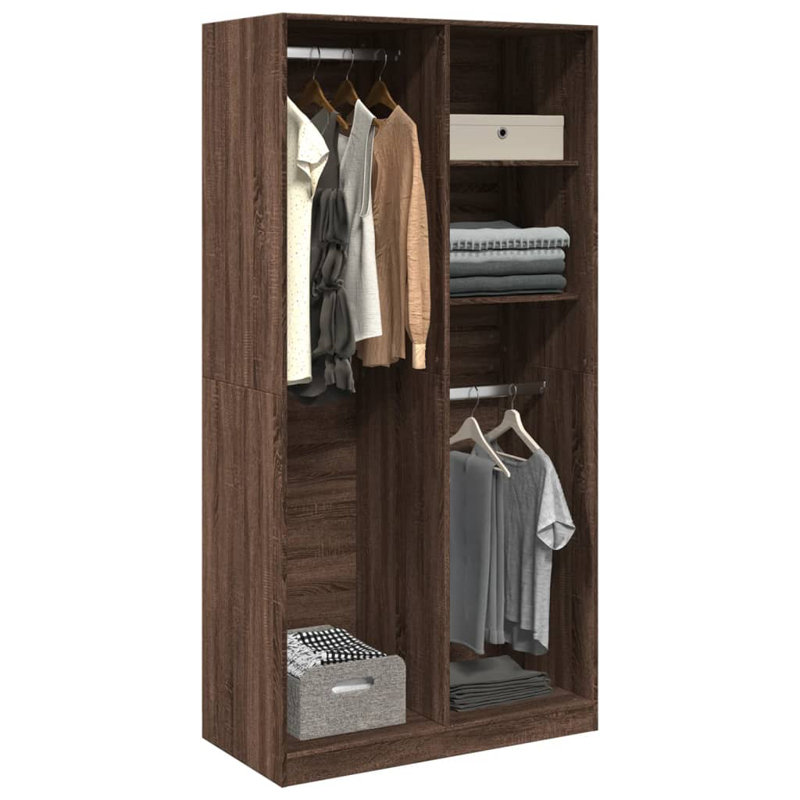 Ruri Manufactured Wood Wardrobe, Smoked Oak, 100 x 50 x 200 cm