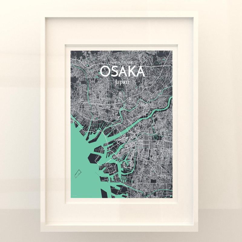 Osaka City Map In Dream - No Frame Print, 24cm H x 18cm W x 0.05cm D