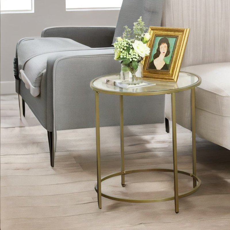 Ankrum Round Coffee Table With Glass Top