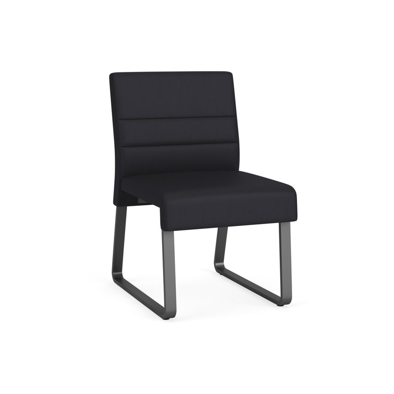 Chaise d'invité sans accoudoirs Waterfall, Gris anthracite, Noir Patriot Plus - nettoyez le vinyle avec un lin