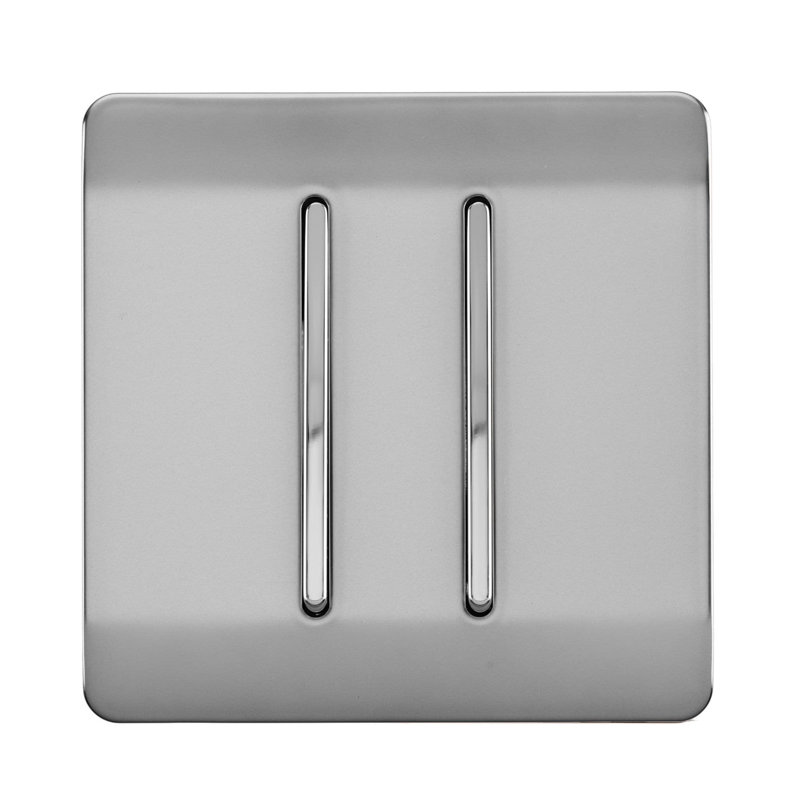 Trendi Switch 2 Gang Intermediate Rocket Light Switch, Steel