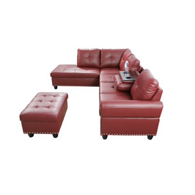 Scherer Faux Leather L-Shaped Sectional Left Hand Facing