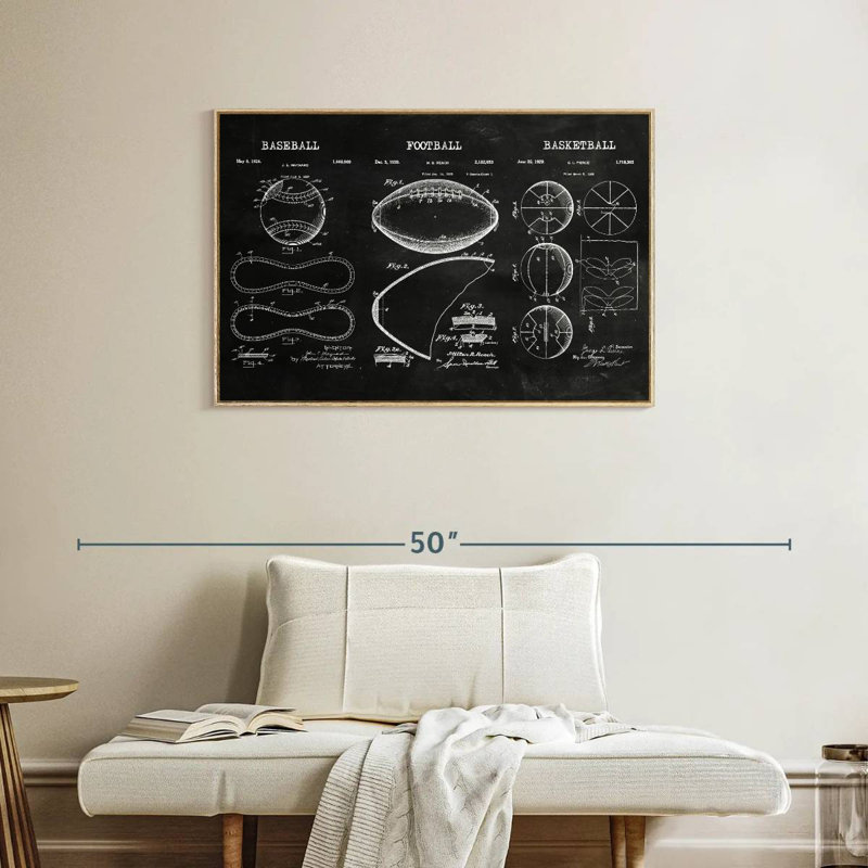 Brendle Balls Compilation BW - brevet, Cadre flottant en bois naturel, 37 po x 25 po