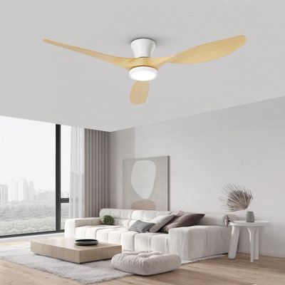 Ventilateur de plafond encastré à DEL à 3 pales 52 po avec télécommande et ensemble d'éclairage inclus Jacara