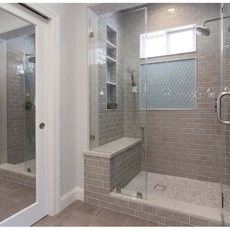 Nabi Subway 3x6 Crackled Glossy Glass Tile, Tundra Gray