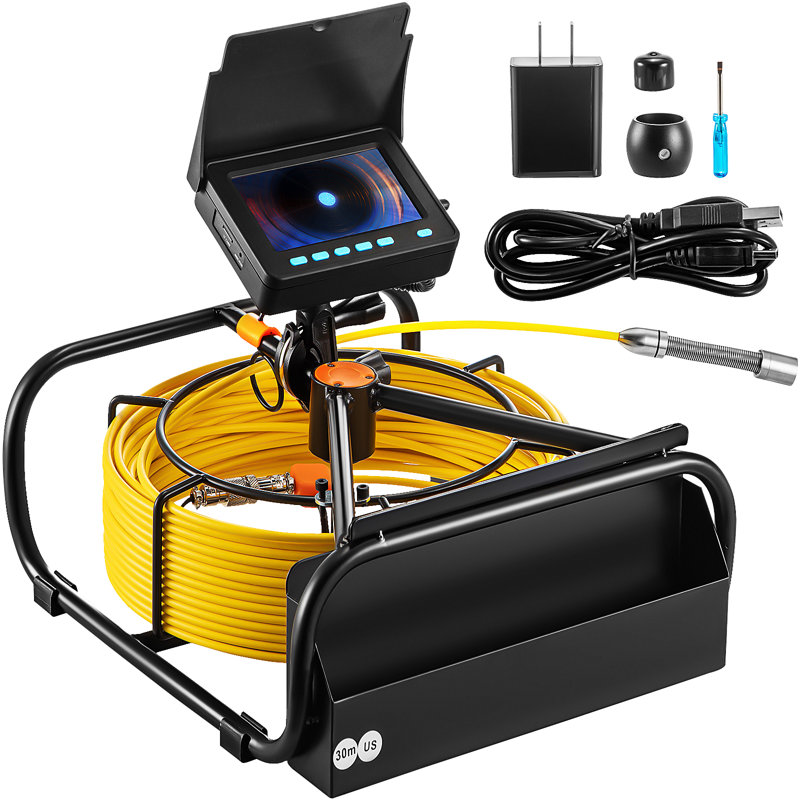 VEVOR Sewer Camera, 98.4 ft/30 m, 4.3" Pipe Drain Inspection Camera with DVR Function