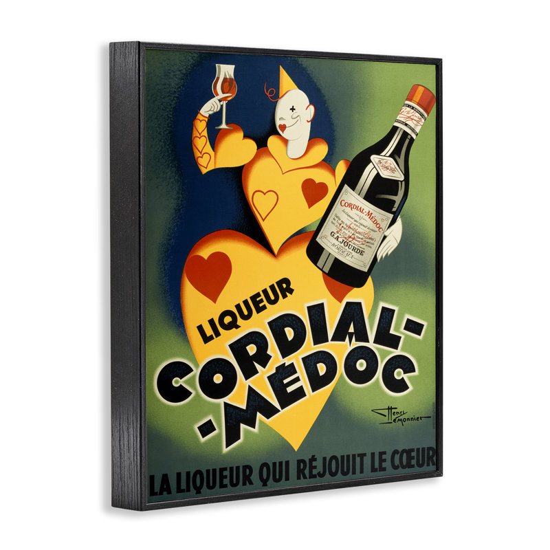 Publicité rétro sur vin rétro, estampe numérique, conception de Marcus Jules, H 14 po x l 11 po, Giclée encadrée noir minuit