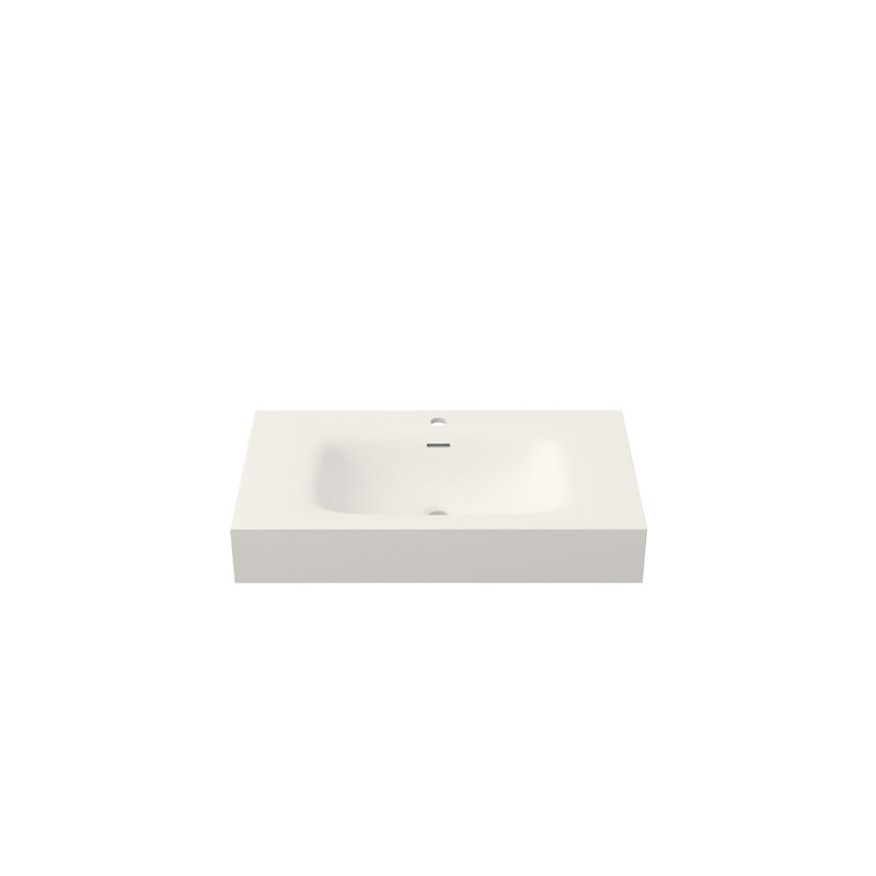 Lavabo de salle de bain en surface solide en résine de pierre - blanc mat, 32,7 lb, 32,32 po de profondeur, 17,9 po de largeur, 4,98 pi.