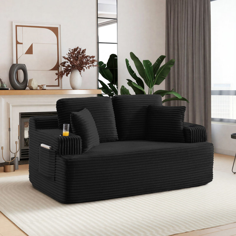 Canapé Boneless, Noir, H 35,8 po x l 66,5 po x P 36,6 po
