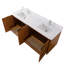 Meuble-lavabo sur pied moderne Tennant Brand 72 pouces, chêne chaud brun fumé, double vasque, comptoir en quartz blanc, entièrement assemblé