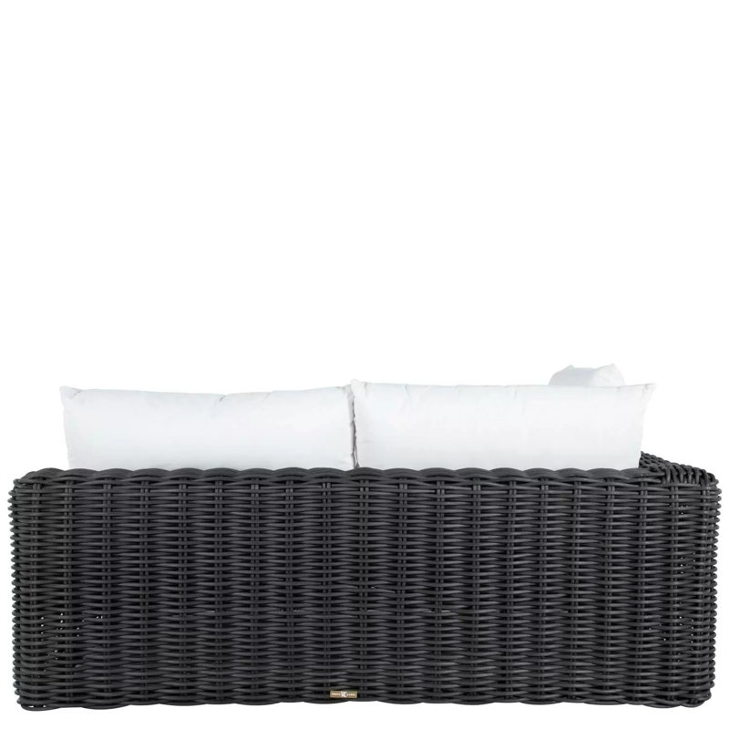Montecito N-Dura Resin Wicker Outdoor Left Arm Facing Loveseat - Onyx, No, Linen Snow