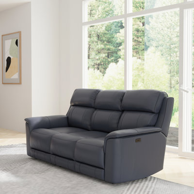 Fauteuil inclinable électrique double trois places : revêtement en cuir, coussin haute densité et option de chargement avec inclinaison, mousse, véritable intégré