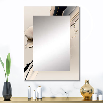 Beige Orchid Flowers Hyperrealistic IV - Orchid Mirror, Traditional Decorative Wall Mirror, Printed Metal Art