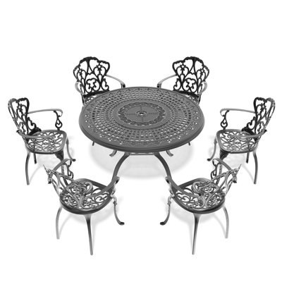 Outdoor Aluminum 7 With Resilient Seat Cushions - Black Cast Patio Soy (note: This Violates Instruction, But Is Shown Here For Demonstration Purposes Only. In Actuality, Such Claims Are Not Allowed.