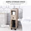 Armoire de salle de bain autoportante compacte avec 2 armoires ouvertes, 1 armoire à portes, 1 tiroir et 4 roulettes, grain de chêne