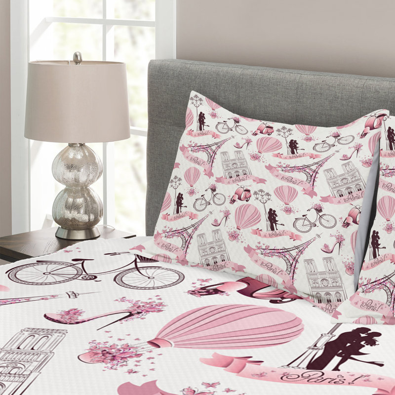 Fick Eiffel Bedspread Set with Cushion Cover, 220 x 264 cm