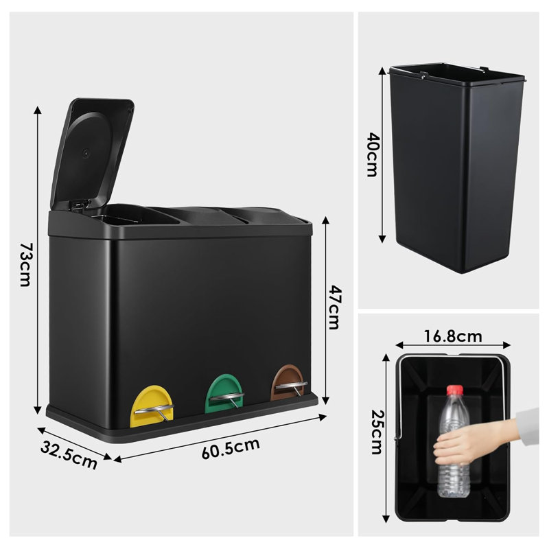 Arvey Steel Step On Kitchen Trash Can - 45L