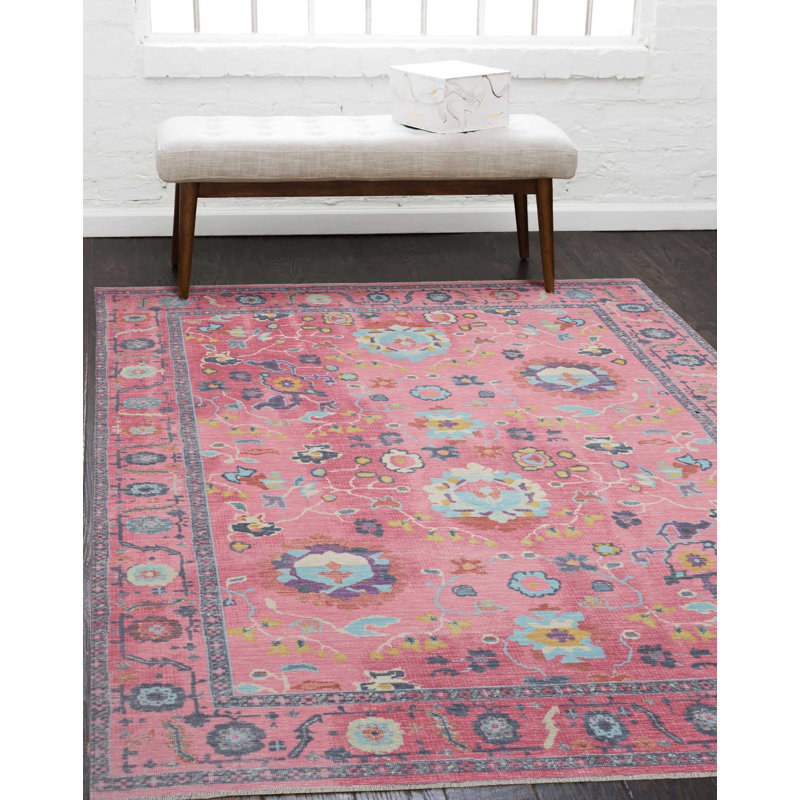 Connie-May Pink And Blue Rug, Rectangle 5' x 7'