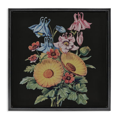 Vintage Bouquet Study on Black Floating Frame, design by Dan Meneely