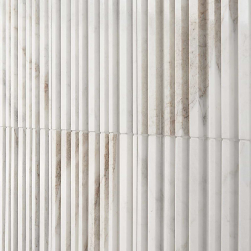 Stonework Alaska White 12x24 Marble Tile, Barcode 3D Polished/Honed