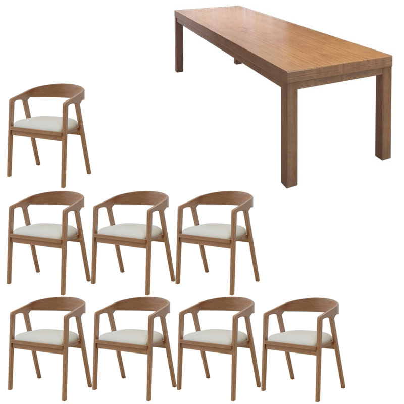 Ensemble de table à manger moderne et simple en bois massif., H 29,5 po x L 94,4 po x l 39,3 po