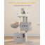 Cat Tree, 98 cm Tower, Sisal Scratching Post, Cats Tower for Indoor, Multi-Level Stable Cat Tree with Cats House, 2 Caves, Pompoms,  Dark Grey, Light Grey-946978897-958882631