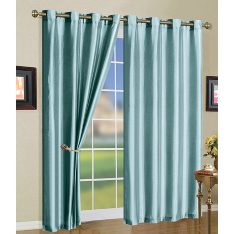 Solid Semi-Sheer Grommet Curtain Panels, Light Blue