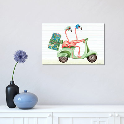 " Flamingos Vespa " Acrylic Painting