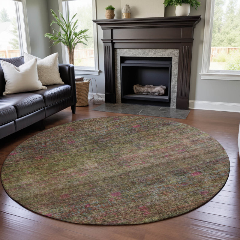 Premium Machine Washable Mayfield AMF1171 Global Rug, Round 8'
