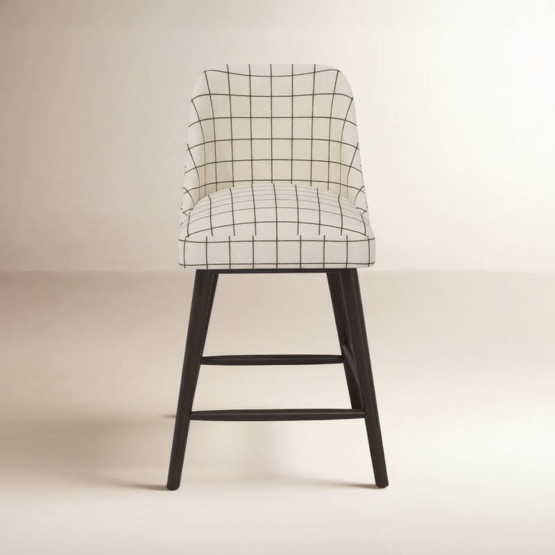 Tabouret de bar et de comptoir Gallie, Tabouret de bar (siège d'une hauteur de 31 po), Espresso, Ligne verte Tattersall