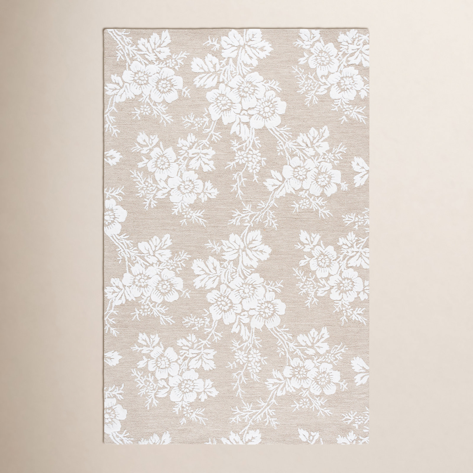 Hand-Tufted Wool Floral Rug, Rectangle 5' x 8'