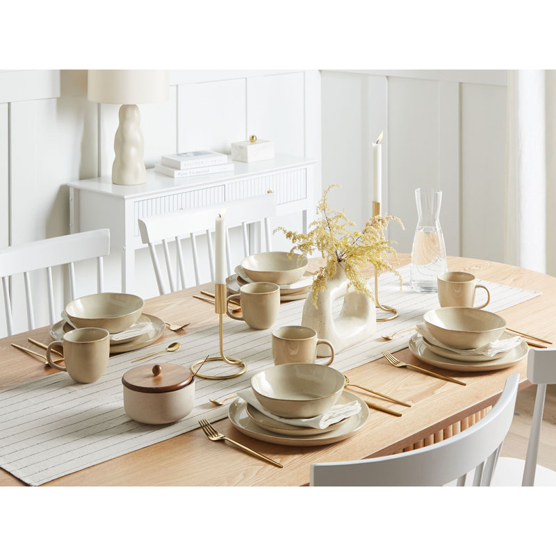 HOPS Handmade Stoneware Dinnerware Set 12 Piece - Service for 4