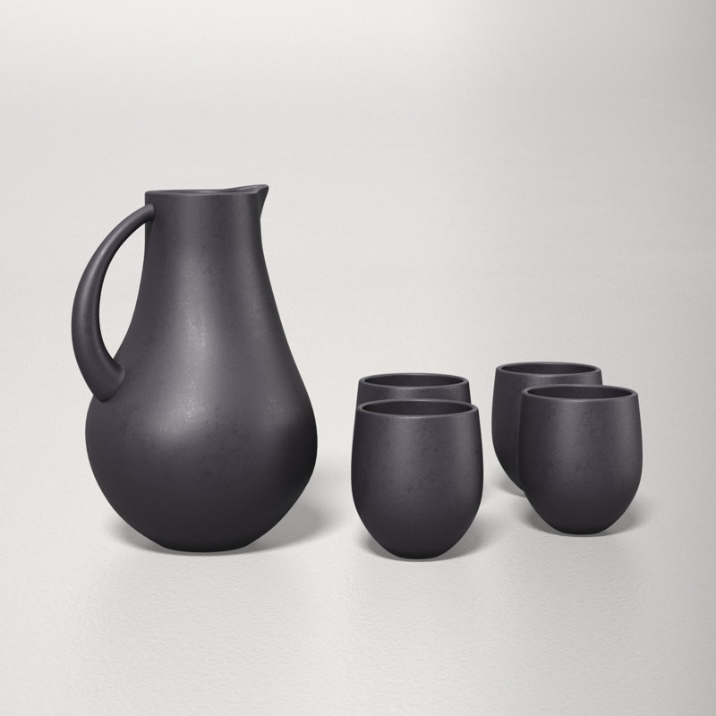 Borgen Goblet 5 Piece Pitcher Set, Basalt