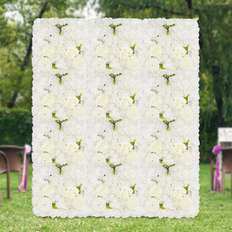 14,96 * 14,96 po, fond de fleurs 3D pour mariage, fêtes, nombreuses occasions, Blanc