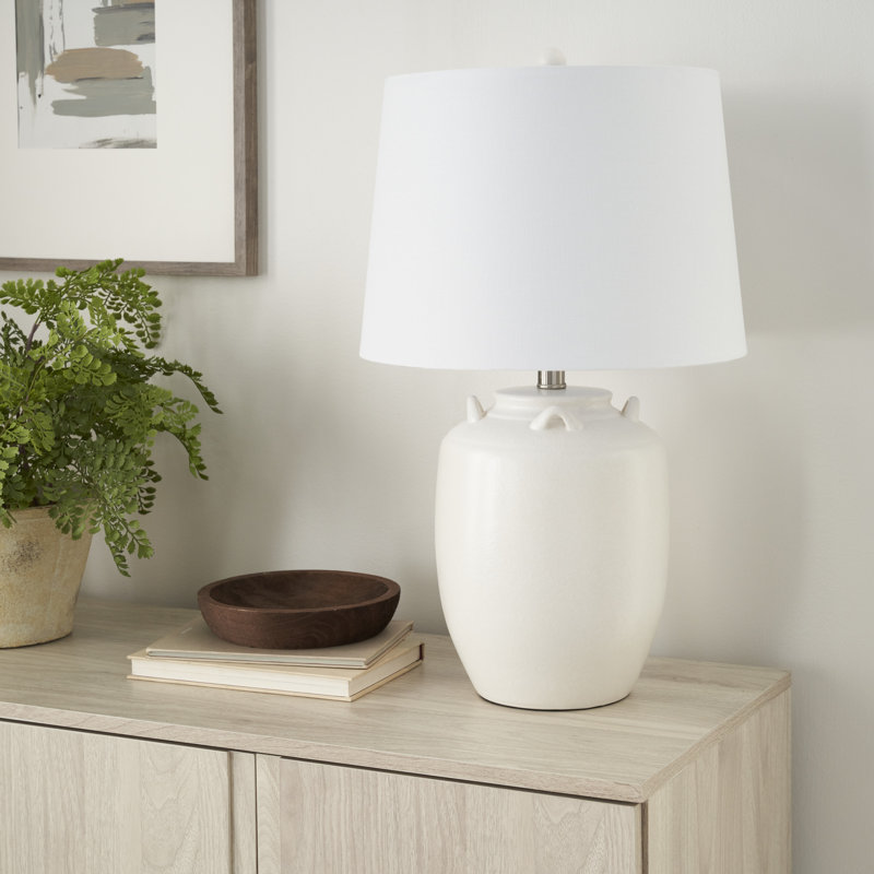 Lampe de table en céramique Mandalay, Blanc, Beige