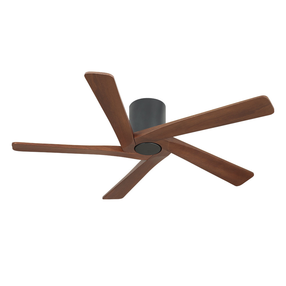 54" 5 Solid Wood Blades Indoor Flush Mount Ceiling Fan With Remote Ebern Designs Fan Body 