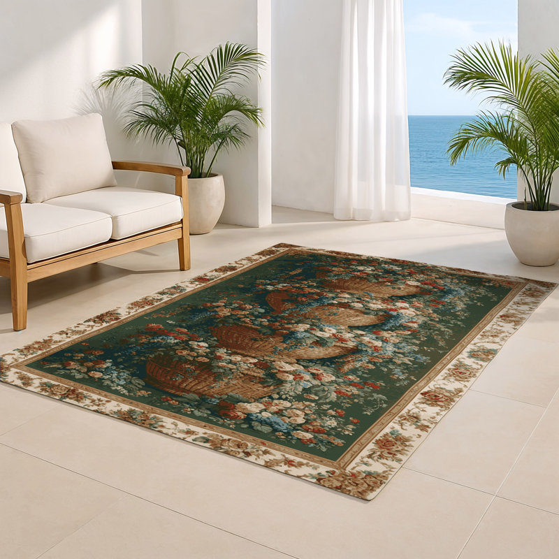 French Brown Indoor and Outdoor Area Rug, Rectangle 4' x 6'