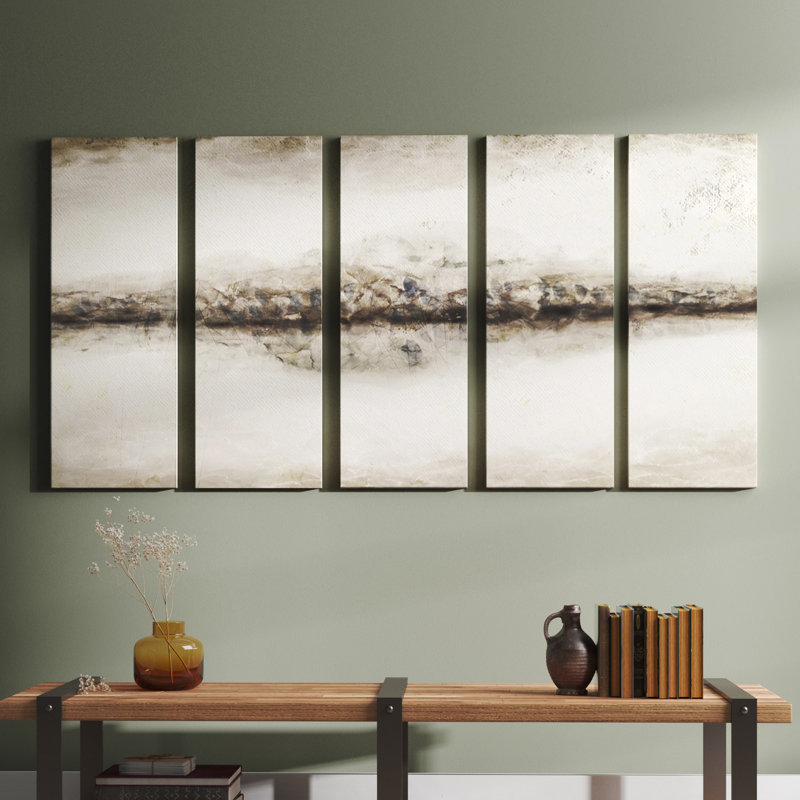 «Wautoma Abstract Neutral CXL III-II» par ChiChi Decor, ensemble de 5 reproductions d'art sur toiles tendues