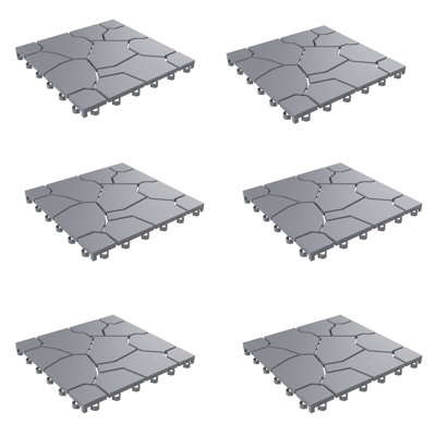  Deck Tiles - 6-Pack Polypropylene Interlocking Patio Tiles - Weather-Resistant Outdoor Flooring for Balcony, Porch, and Garage by Pure Garden