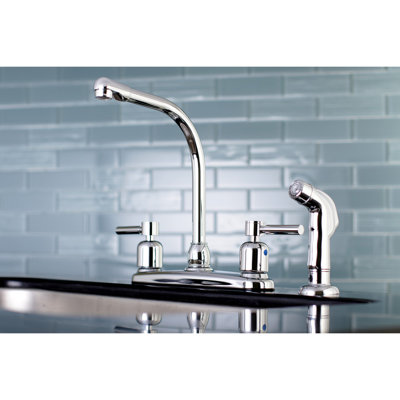 Kingston Brass Concord Two-Handle 4-Hole 8" Centerset Kitchen Faucet with Side Sprayer