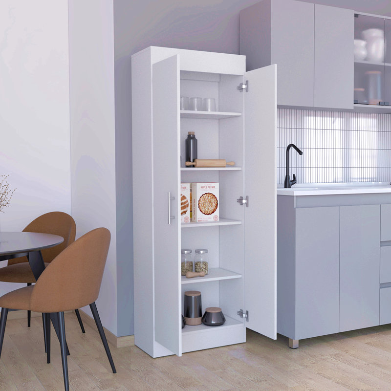 Armoire de garde-manger, conception à 2 portes peu encombrante avec plusieurs tablettes