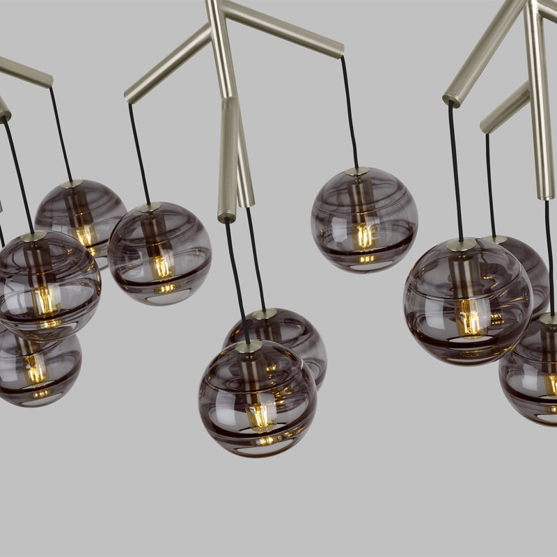 Sedona 12 - Light Chandelier, Yes, Transparent Smoke, Satin Nickel